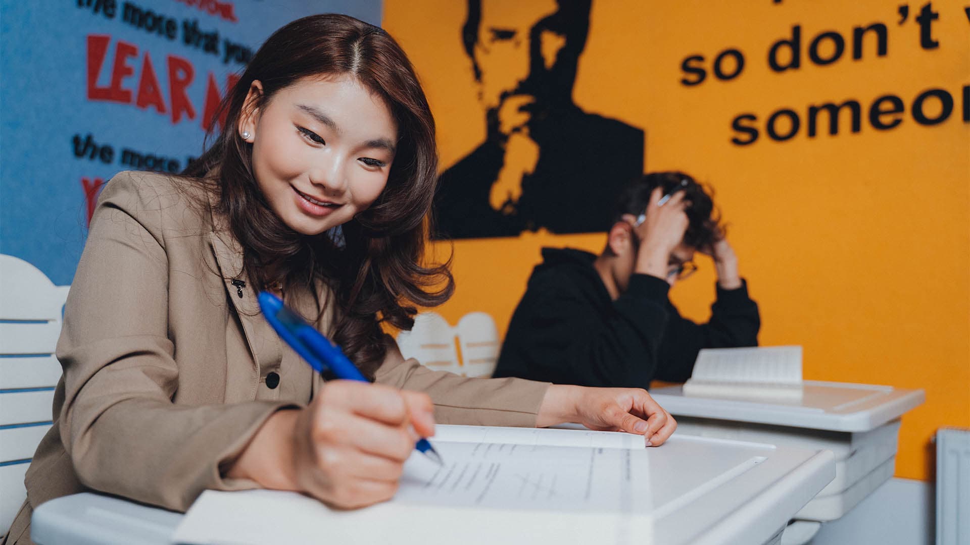 A Lever student working through a practice paper